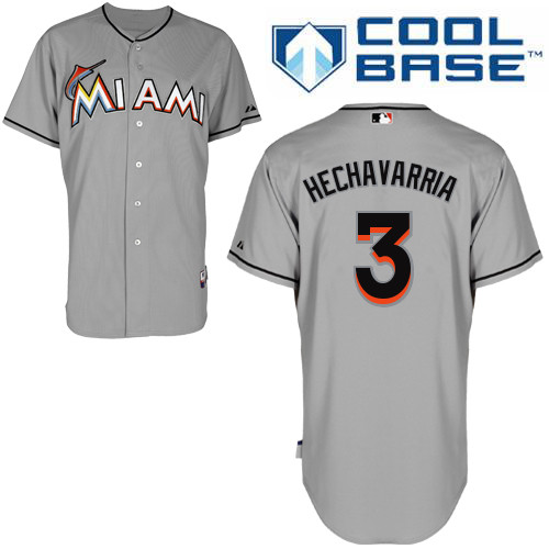 Adeiny Hechavarria #3 mlb Jersey-Miami Marlins Women's Authentic Road Gray Cool Base Baseball Jersey